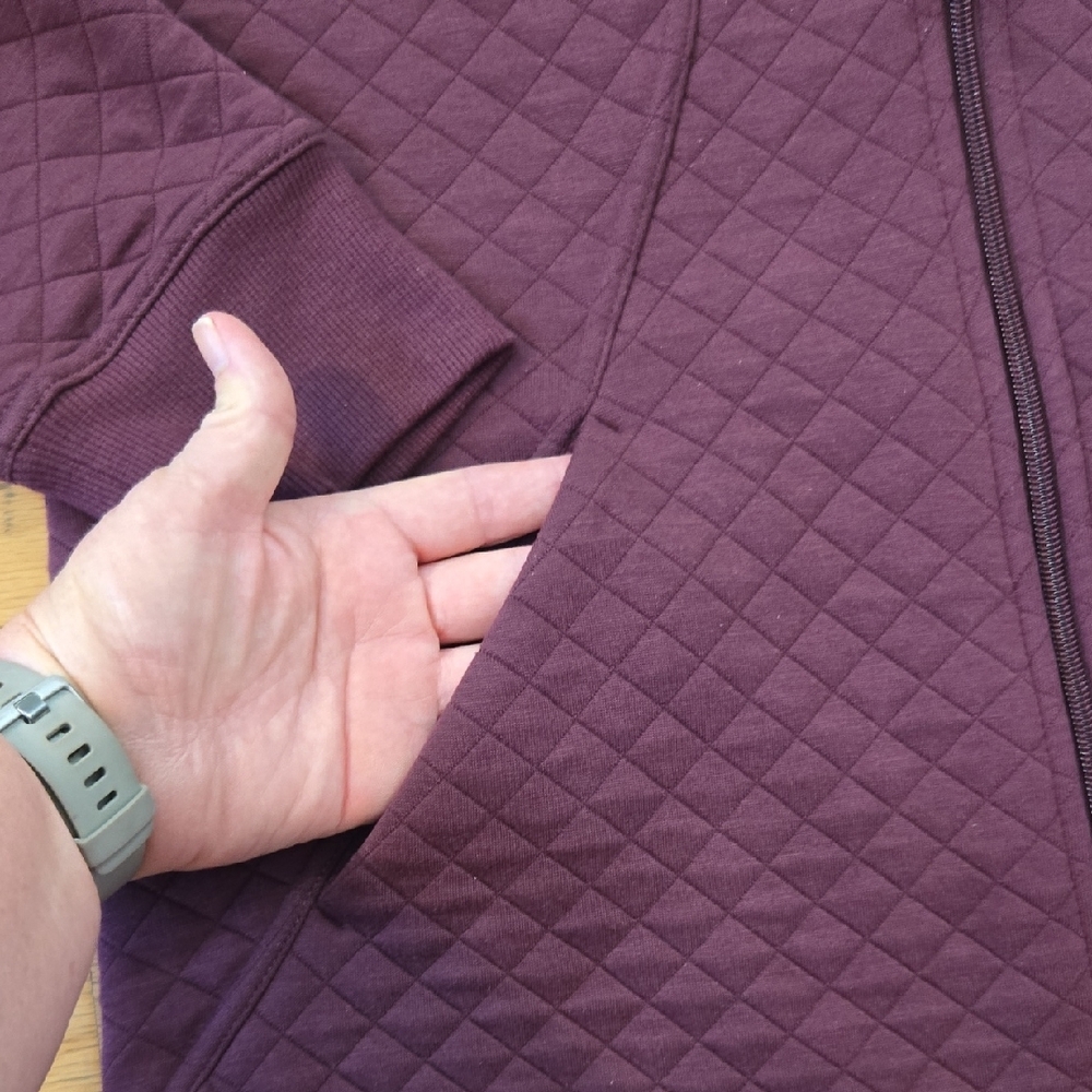 Athletic Works Womens Size Large Quilted Jacket With Hoodie Burgandy - Picture 5 of 11